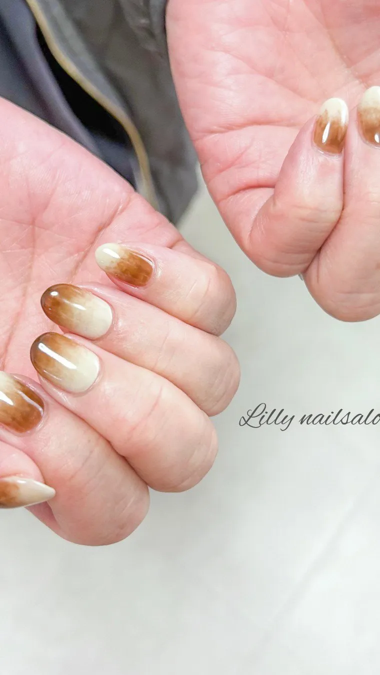【カフェラテネイル☕️】Lilly nail salon立川...